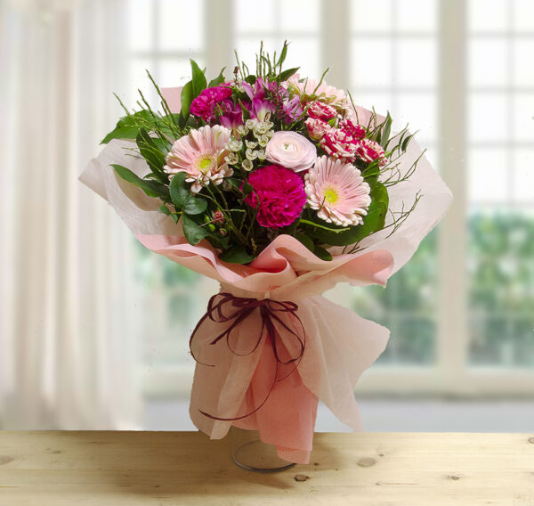 Bouquet di fiori : gerbere, garofani e lisianthus
