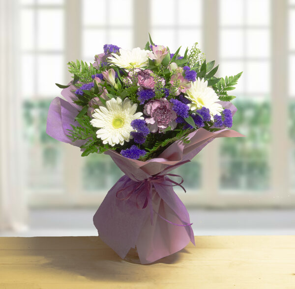 Bouquet di gerbere, garofani e lisianthus